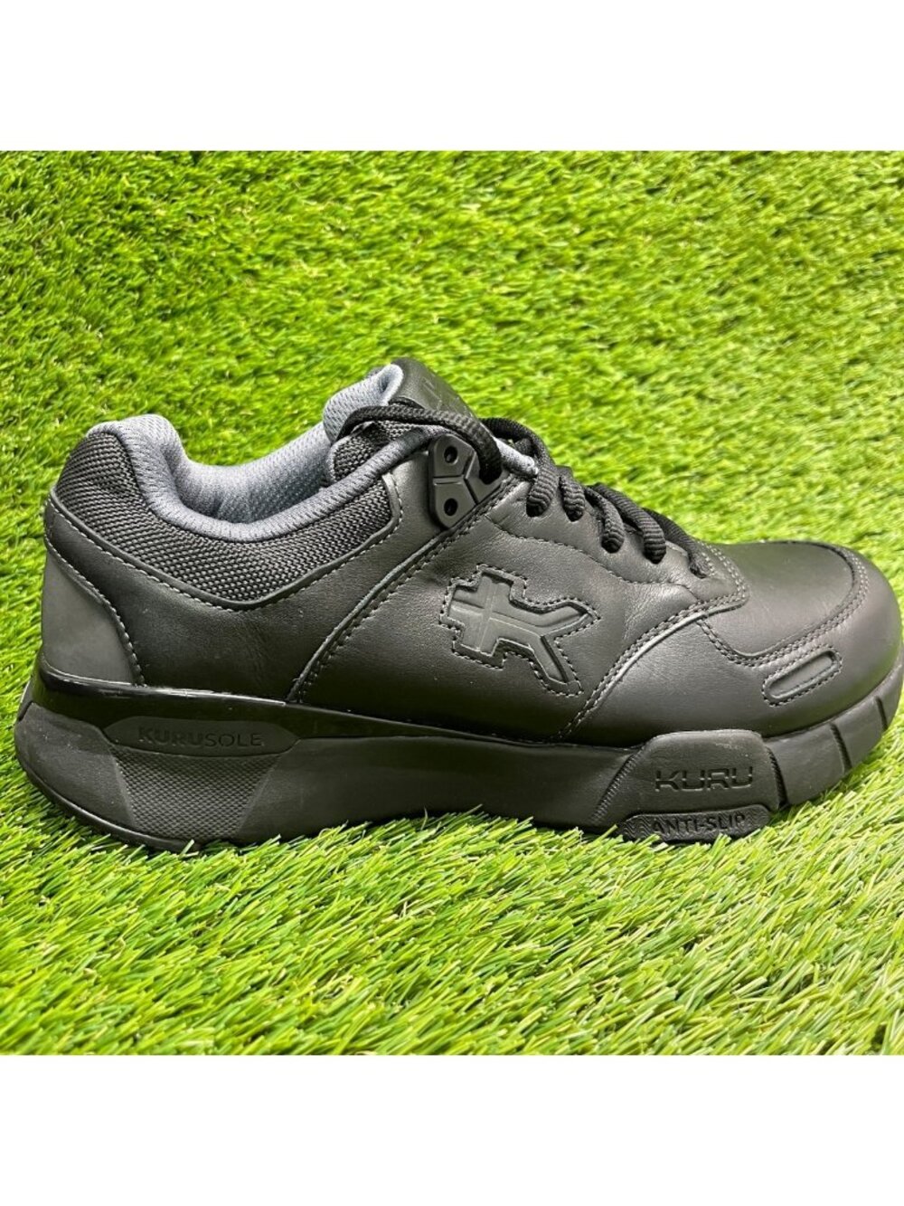 Kuru Kinetic 2 Mens Size 9 Jet Black Athletic Leather Walking Shoes Sneakers